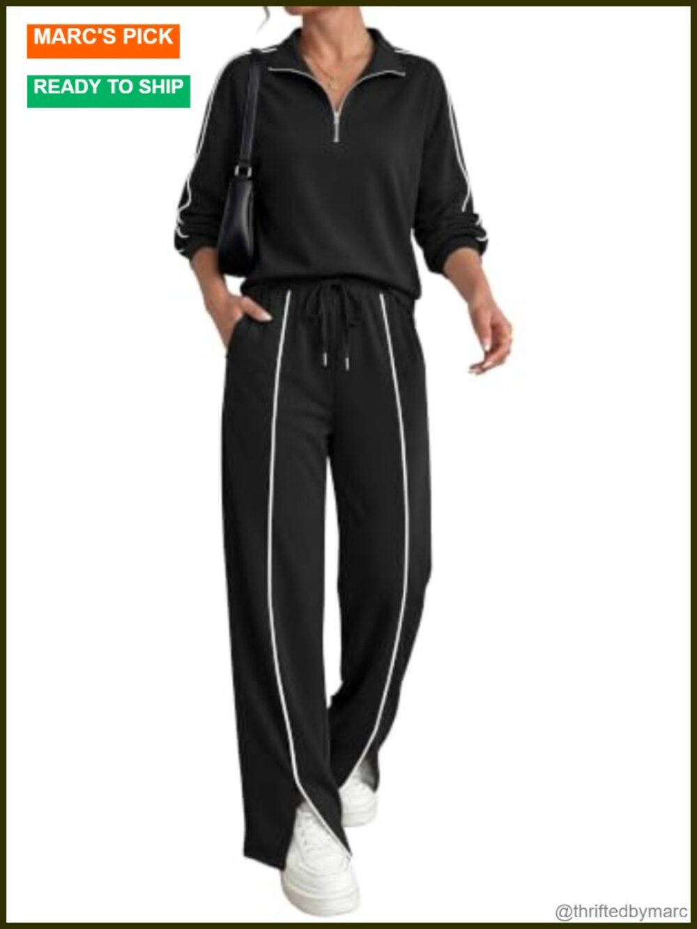 Matching Lounge Set with Zip Up Top and Wide Leg Pajama